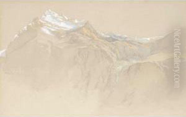 Snowy Mountain Pass Oil Painting by Paul Jacob Naftel