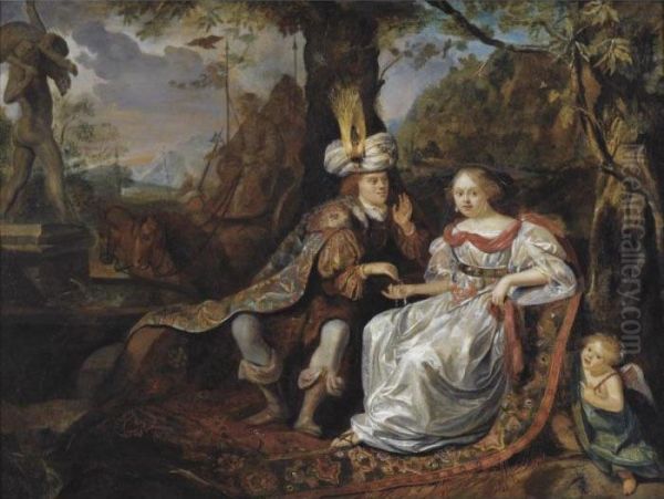 Judah And Tamar Oil Painting by Matthijs Naiveu