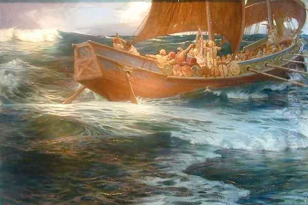 Wrath of the Sea God Oil Painting by Herbert James Draper