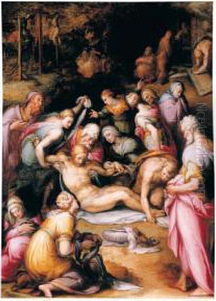 The Lamentation Over The Dead Christ Oil Painting by Giovan Battista Naldini