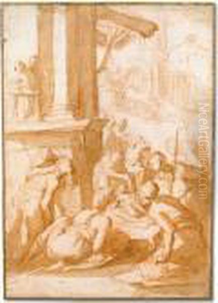 Study For An Adoration Of The Shepherds Oil Painting by Giovan Battista Naldini