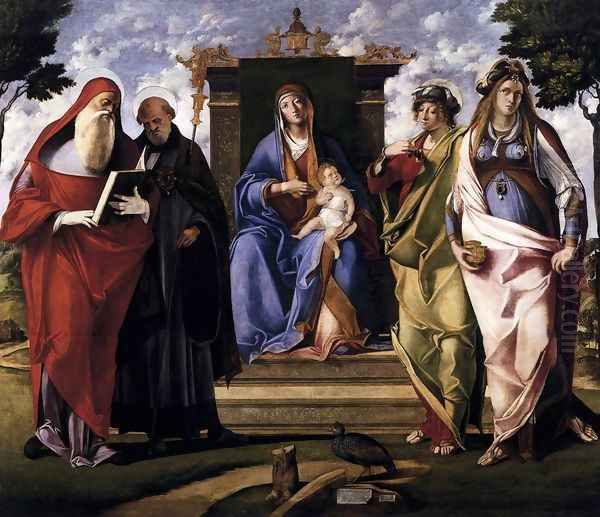 Virgin and Child Enthroned with Saints c. 1515 Oil Painting by Benedetto Diana