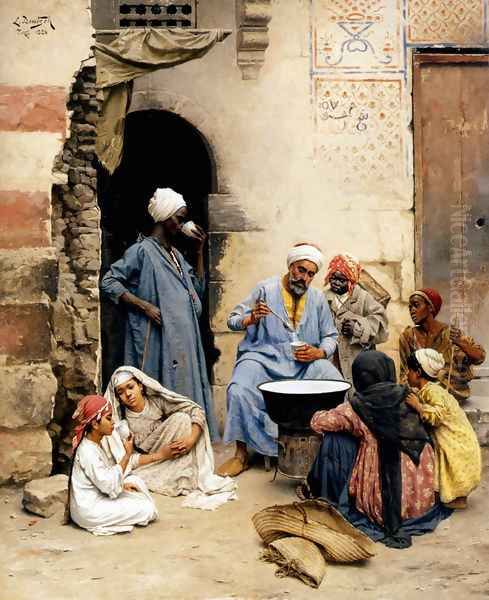 The sahleb vendor, Cairo Oil Painting by Ludwig Deutsch