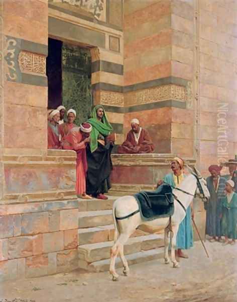 Leaving the mosque Oil Painting by Ludwig Deutsch