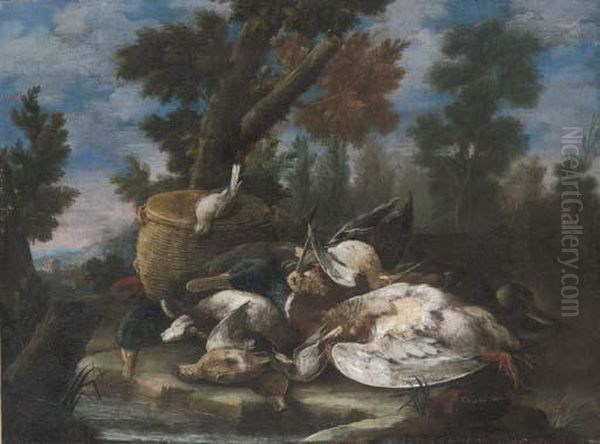 Cacciagione Di Penna Presso Un Ruscello Oil Painting by Giacomo Nani