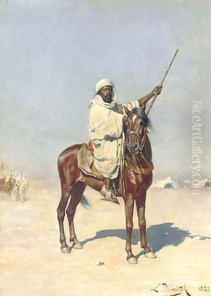 A Horseman in the Desert Oil Painting by Ludwig Deutsch