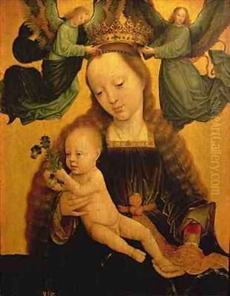 Madonna and Child Crowned by Two Angels Oil Painting by Gerard David