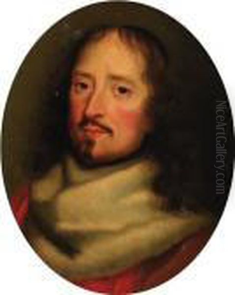 Portrait Of Guillaume De Lamoignon, Bust-length, In An Erminehood Oil Painting by Robert Nanteuil