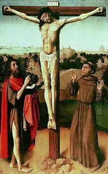 Christ on the Cross between St John and St Francis 2 Oil Painting by Gerard David