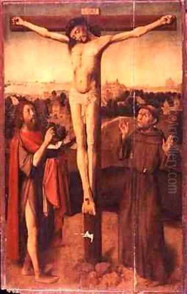 Christ on the Cross between St John and St Francis Oil Painting by Gerard David