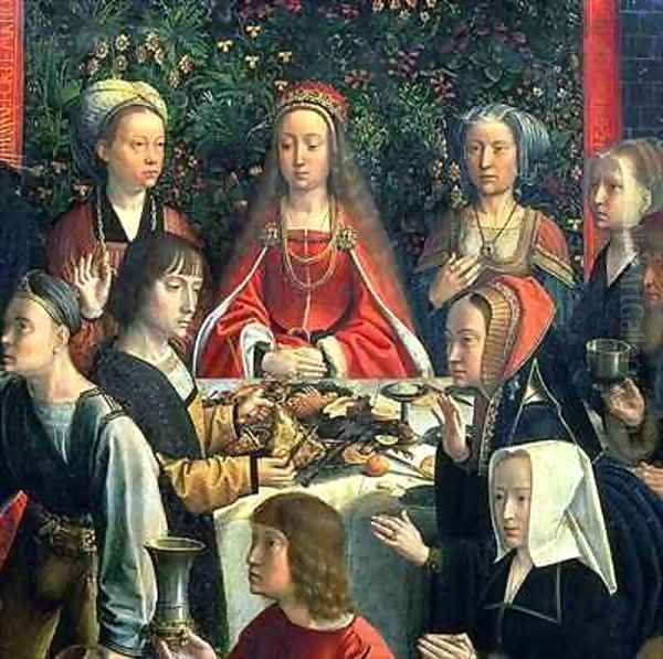 The Marriage at Cana detail of the bride and surrounding guests Oil Painting by Gerard David