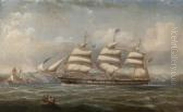 The Windjammer 'caernarvon Castle' In The Clyde Oil Painting by George Alexander Napier