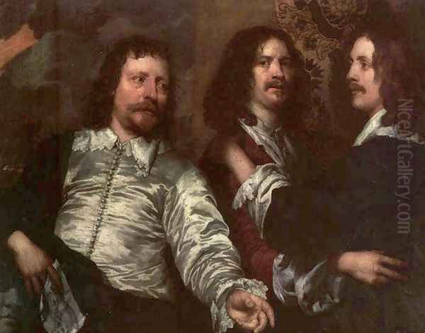 The Painter with Sir Charles Cottrell and Sir Balthasar Gerbier 2 Oil Painting by William Dobson