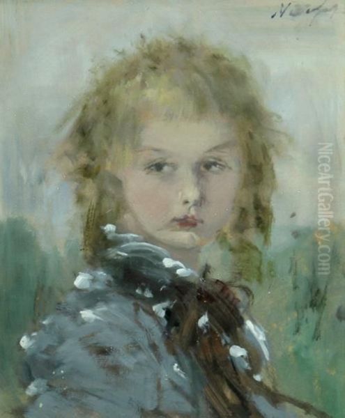 Girl Portrait Oil Painting by Aurel Naray