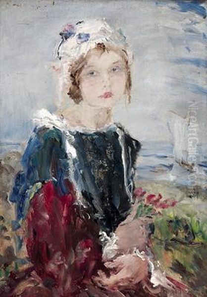 Junge Frau In Tracht Oil Painting by Aurel Naray