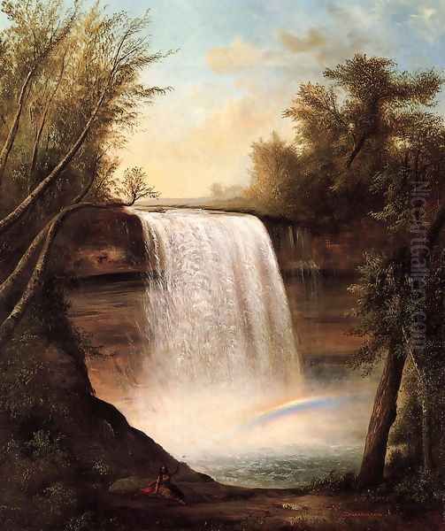 The Falls of MineHaHa Oil Painting by Robert Scott Duncanson