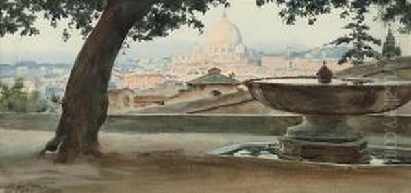 Rome From The Pincio Oil Painting by Enrico Nardi