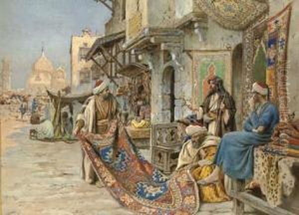 An Oriental Market Oil Painting by Enrico Nardi