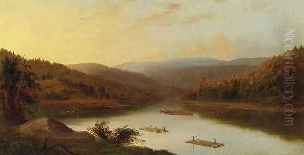 Flatboat Men Oil Painting by Robert Scott Duncanson