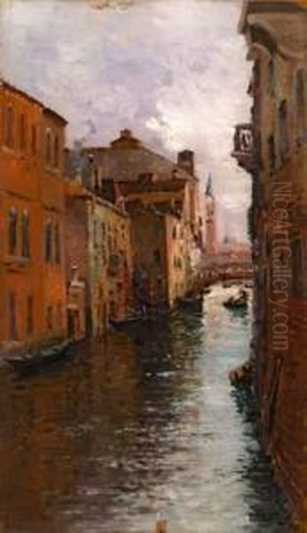 Gondole A Venise. Oil Painting by Francois Nardi