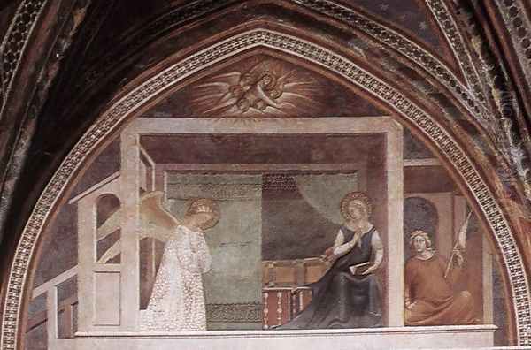 The Annunciation Oil Painting by Barna Da Siena