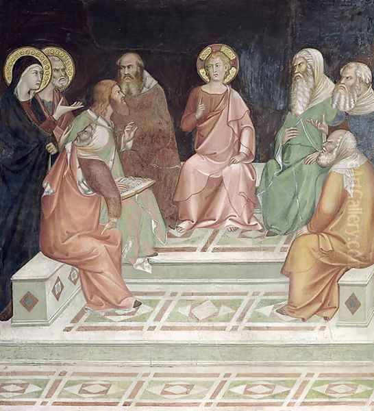 Jesus with the Doctors, from a series of Scenes of the New Testament Oil Painting by Barna Da Siena