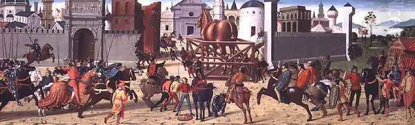 The Siege of Troy II- The Wooden Horse, c.1490-95 Oil Painting by Biagio D'Antonio