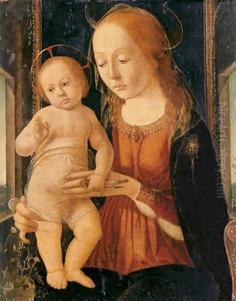 Madonna and Child 1490s Oil Painting by Biagio D'Antonio