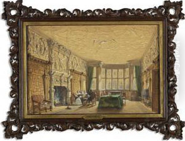 The Carved Parlor, Crewe Hall, Cheshire Oil Painting by Joseph Nash