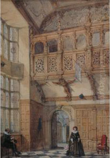 Hatfield House, Lord Salisbury Oil Painting by Joseph Nash