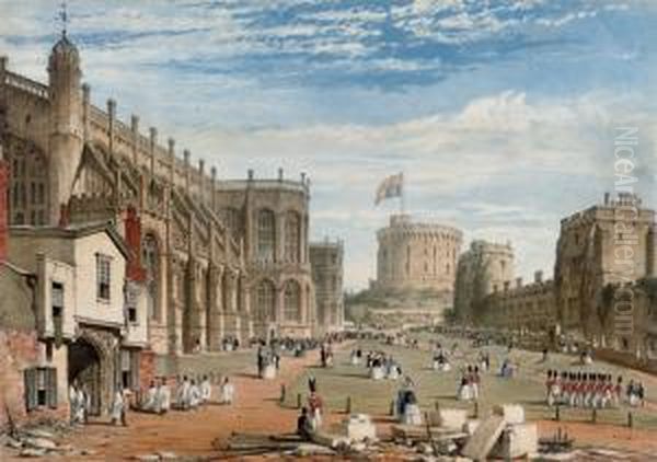 Views Of Windsor Castle Oil Painting by Joseph Nash