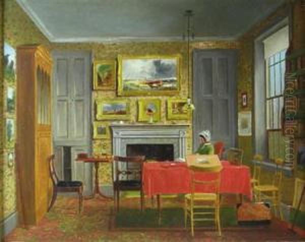 Interior Scene With Paintings Oil Painting by Joseph Nash