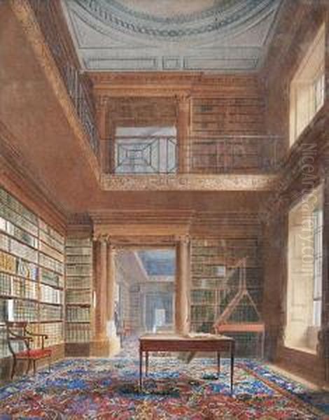 Eton Library Oil Painting by Joseph Nash