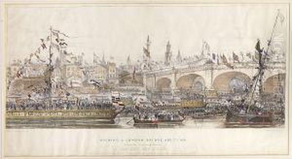 Opening Of London Bridge 1831 Oil Painting by Joseph Nash