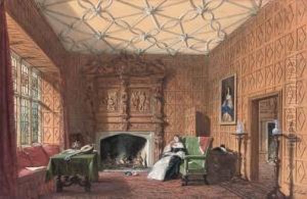 The Small Drawing Room, Levens, Westmoreland Oil Painting by Joseph Nash