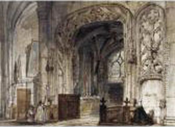 The Interior Of St. Jacques, Dieppe Oil Painting by Joseph Nash