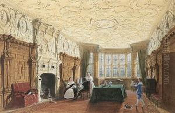 The Carved Parlour, Crewe Hall, Cheshire Oil Painting by Joseph Nash