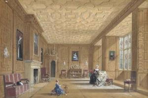 The Oak Room At Broughton Castle Near Banbury, Oxfordshire Oil Painting by Joseph Nash