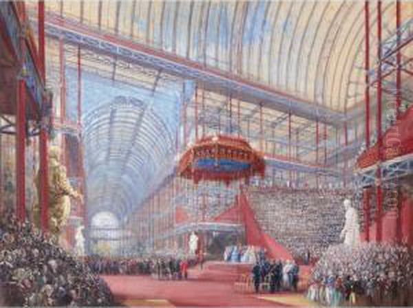 The Opening Of The Crystal Palace, Sydenham, By Queen Victoria On 10th June 1854 Oil Painting by Joseph Nash