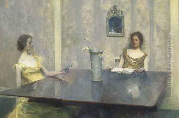 A Reading Oil Painting by Thomas Wilmer Dewing