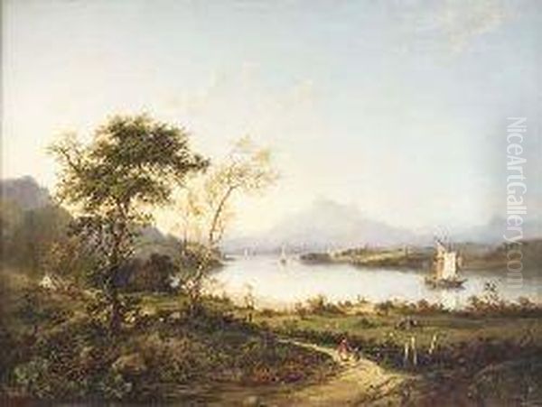 A View Of Elcho Castle Oil Painting by Charlotte Nasmyth