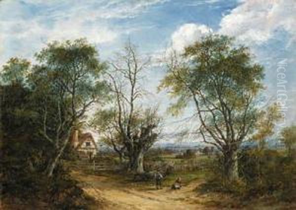 A View Near Chiddington In Kent Oil Painting by Charlotte Nasmyth