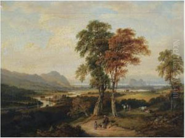 An Extensive View Of The Clyde, With Dumbarton Rock In The Distance Oil Painting by Jane Nasmyth