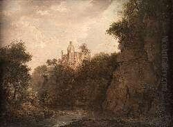 Hawthornden Castle From The River by Jane Nasmyth