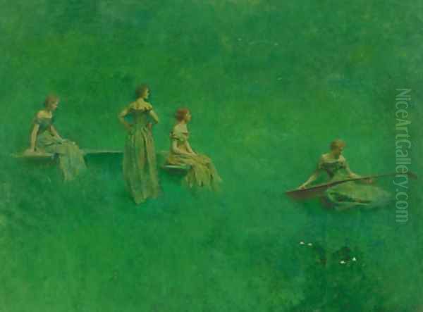 The Lute Oil Painting by Thomas Wilmer Dewing