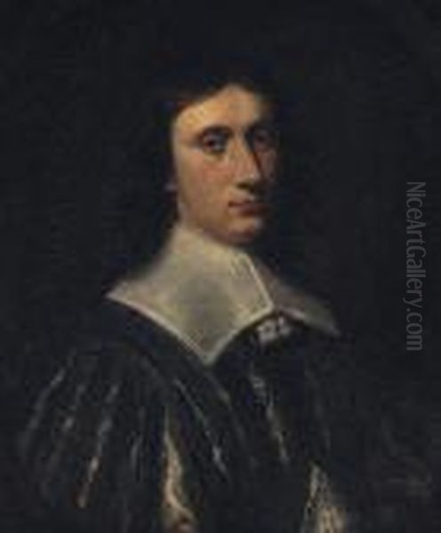 Portrait Of A Gentleman, Bust-length, In A Black Slasheddoublet Oil Painting by Pieter Nason