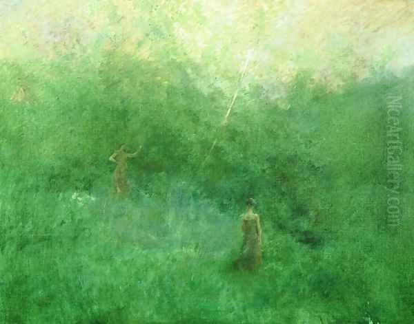 The White Birich Oil Painting by Thomas Wilmer Dewing