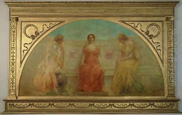 Commerce and Agriculture Bringing Wealth to Detroit Oil Painting by Thomas Wilmer Dewing