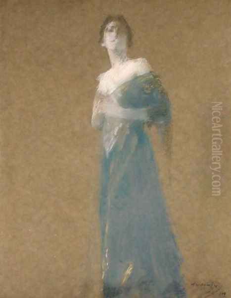 Woman in Blue, 1919 Oil Painting by Thomas Wilmer Dewing