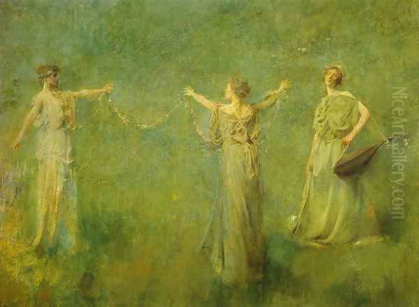 The Garland Oil Painting by Thomas Wilmer Dewing